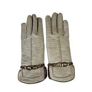Vintage Vinyl Backed Aris Snuggler Driving Gloves Women’s Large Sherpa Lined Tan